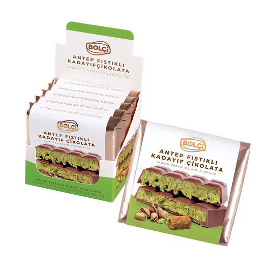 Lot de 5 tablettes de chocolat fourrées à la pistache et au kadayif - 500g